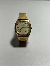 Timex Automatic Day-Date Men's Watch Vintage 1970s Gold Tone Used Working Great picture