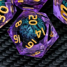 ARUOHHA Dragon Eye DND Dice, Purple Green Resin Sharp Edged Dice Set RPG Role... picture