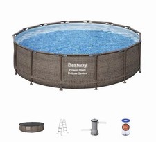 Bestway Power Steel Deluxe 14 ft. Round 42 in. Deep Above Ground Pool Set 15123E picture