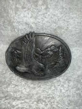 Eagle Sun Mountain Bird Prey Biker Animal Art Artwork 1982 Vintage Belt Buckle picture