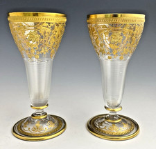 Antique Fritz Heckert PAIR GOLD ENCRUSTED 5-3/8