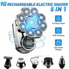 9D 5in1 Rotary Electric Shaver Cordless Hair Trimmer Bald Head Razor Men Wet&Dry picture