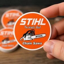 Chainsaw Sticker | Hard Hat Decal | Antique STIHL Chain Saws Vinyl picture