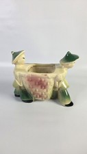 Vintage Shawnee Pottery Planter 537 Farmer Pulling Cart Men Carrying Basket picture