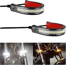 2PCS Motorcycle LED Turn Signal Light, Flexible Switchback Dual-Color White & Am picture