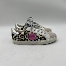 Vintage Havana Anika Leopard-Pattern Leather Glitter Star Sneakers White/Brown 6 picture