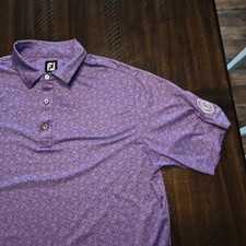 FootJoy Mens Purple Floral AOP Performance Golf Polo Shirt Size Large G918 picture