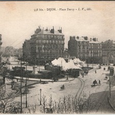 c1910s Dijon France Place Darcy Postcard WWI Soldier Mail AEF Steam Tram picture