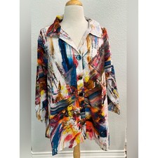 Parsley and Sage art to wear bright colors button front top 3X picture