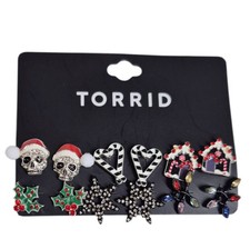 Torrid Dark Holiday Christmas Stud Earring Set 6 Pair Black Silver Red Multi New picture
