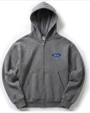FUCT Extra Large Ford Oval Parody zip-up Embroidered Logo Hoodie Gray Sweatshirt picture