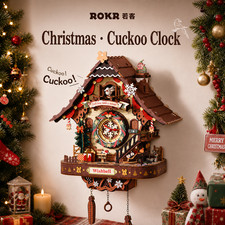 ROKR Christmas Cuckoo Clock  3D Wooden Puzzle Mechanical Model Building Toy Gift picture