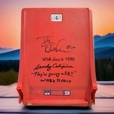 Miracle On Ice Seat Back Signed by Jack O'Callahan and Sandy Caligiore USA 1980 picture