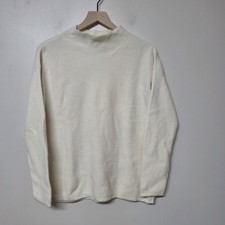Theory Funnel Oversized Soft Cashmere Sweater Women M Ivory Mock Neck L0716737 picture