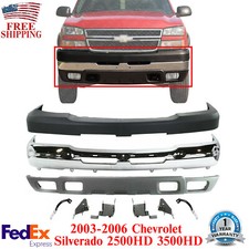Front Bumper Chrome Kit Steel Set of 9 For 2003-2006 Chevy Silverado 2500HD 3500 picture