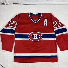Vintage CCM Montreal Canadiens NHL Hockey Jersey Red Blue White Size L Maska #23 picture