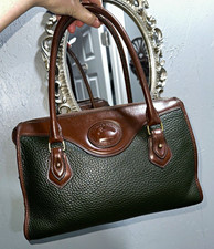 Vintage Dooney & Bourke IVY & Dark Chocolate Large Satchel USA Brass AWL picture