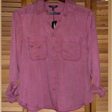 EXPRESS Boyfriend Button-Up Shirt, Size: Small, Brick Red/Rust, NWT, (CL04) picture