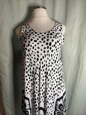 Seven Islands Sleeveless Dress White with Black Dot Print and Floral Design OS picture