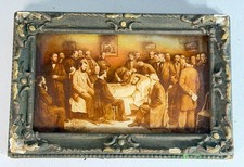 Antique Reverse Painting Abe Abraham Lincoln On His Deathbed Framed picture