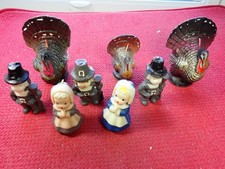 Vintage Seven (7) Gurley Turkey & Pilgrim Thanksgiving Candles picture