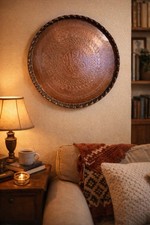 Vintage 1968 Copper Persian Serving Tray Can Be Hung picture
