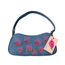 Luv Betsey Denim Cherry Bow Shoulder Bag Purse Y2K Embroidered NWT picture