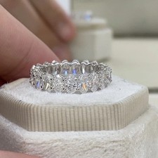 5.00 Ct Oval Cut Natural Diamond Eternity Band 14k White Gold Wedding Ring picture
