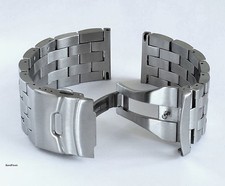 20mm Strait End Solid Brushed Double Lock Stainless Steel Watch Band Bracelet picture