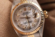26 mm Rolex Datejust Two Tone Ladies Watch White Mother Of Pearl Diamond Dial picture