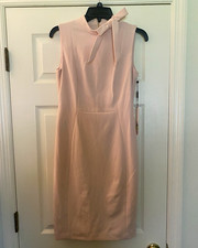 Calvin Klein Women's Pink Sleeveless Mock Neck Sheath Knee Dress Back Zip 4 picture
