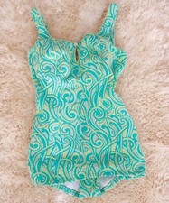 Vintage 50's 60's Glenbrooke By Sea Lure Sz 10/32 Blue Swimsuit Mid Century picture