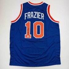Autographed/Signed WALT FRAZIER New York Blue Jersey PSA/DNA COA Auto picture