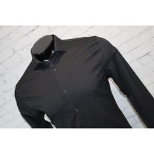 Express Button Up Shirt Mens Medium Black Textured Stretch Polyester Spandex NEW picture
