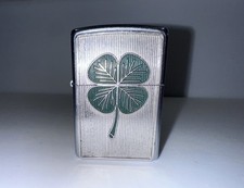 Vintage 2004 Zippo Lucky Four-Leaf Clover Lighter Made in USA w/ extra flints  picture