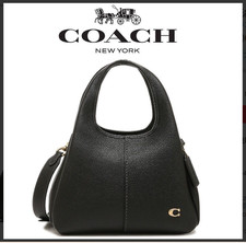 COACH CM545 Lana Shoulder Bag 23 Polished Pebble Leather Black Outlet New picture