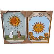 BP Home Woven Artistry Framed Wall Art Set The Sun And Moon Dogs 18x26 NWT picture
