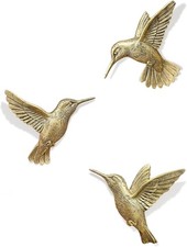 3D Hummingbird Wall Decor Set - Brass Resin Bird Wall Decor for Living Room, Bed picture