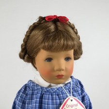 Vintage Kathe Kruse Girl Doll Blue Eyes Brunette Braided Hair with Box Germany picture