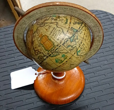 Vintage/Retro Rotating Tabletop World Globe w/ Wood Base & Meridian Ring picture