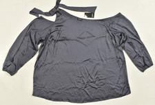 Torrid Satin Off Shoulder Tie Blouse Size 2 2X Gray Long Sleeve NWT picture