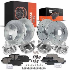 16x Drilled Brake Rotor & Brake Pad + Brake Caliper for Toyota Avalon Front&Rear picture