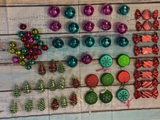Lot 72 Mixed Christmas Ornaments 3D Shape Lightweight Metal Colorful Decoration picture