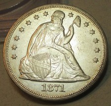 1871 SEATED LIBERTY SILVER DOLLAR $1 **CH/AU** RARE US COIN picture