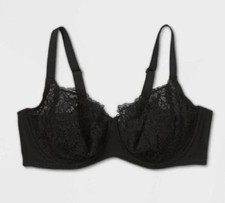 NEW Auden Plus Size Lace Unlined Bra Underwire Semi Opaque Size 40DD picture