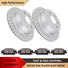 Drilled Slotted Rear Brake Rotors Brake Pads Kit for Silverado Sierra 1500 Tahoe picture