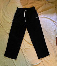 CELINE Men's Black Velour Track Pants White Side Stripe Size M picture