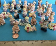 RARE Mixed Lot of 30 Vintage MINIATURE FIGURINES Babies Baby Boy Girl Trinkets picture