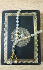 Luxury Crystal Glass Misbaha Tasbeeh Islamic Prayer Beads Sparkle Gold Accent picture