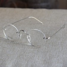 Silver Steve Jobs round titanium eyeglasses frame loop vintage men clear glasses picture
